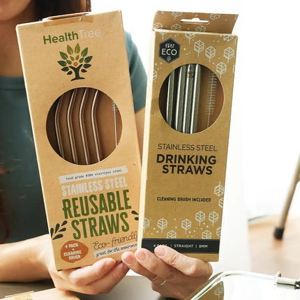EVER ECO Stainless Steel Straws 4 Pack Straight