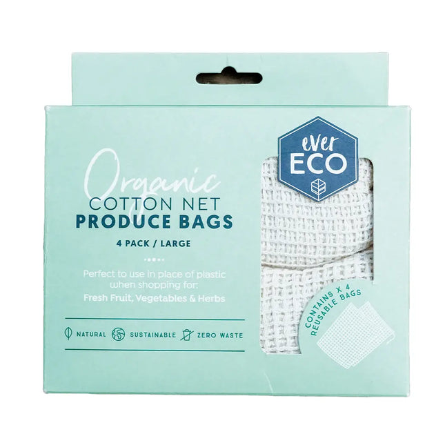 EVER ECO Organic Cotton Net Produce Bags 4 Pack