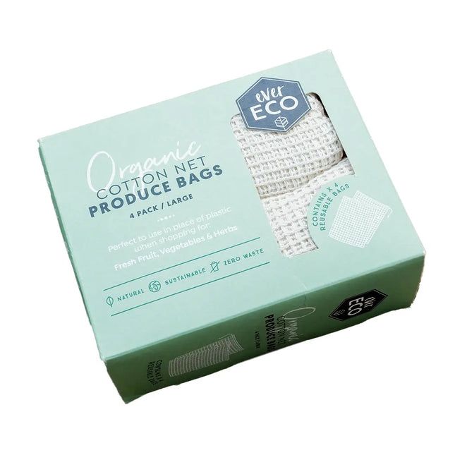 EVER ECO Organic Cotton Net Produce Bags 4 Pack