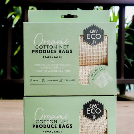 EVER ECO Organic Cotton Net Produce Bags 4 Pack