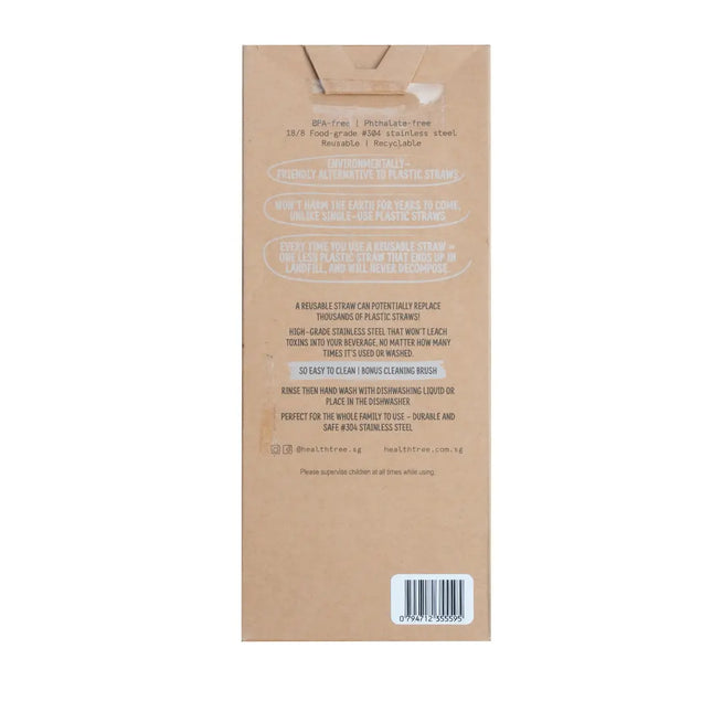 HEALTHTREE Rose Gold Stainless Steel Reusable Straws 4 Pack + Cleaning Brush